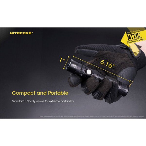 Lampe de poche multifonction MT21C, tête réglable à 90º, 1000 lumens et portée de 184 mètres IPX8 submersible