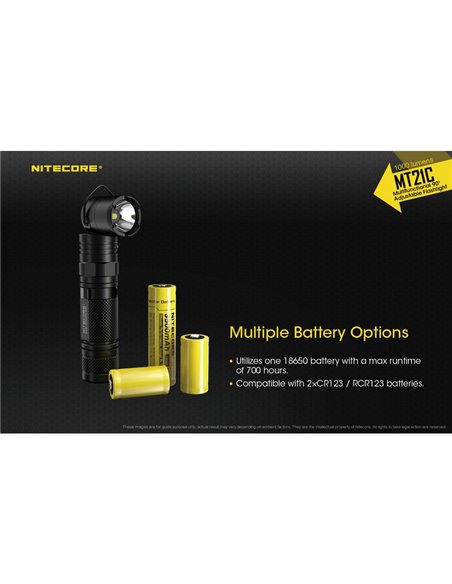 Linterna MT21C multifunción, cabezal orientable 90º, 1000 lúmenes y 184 metros alcance IPX8 sumergible