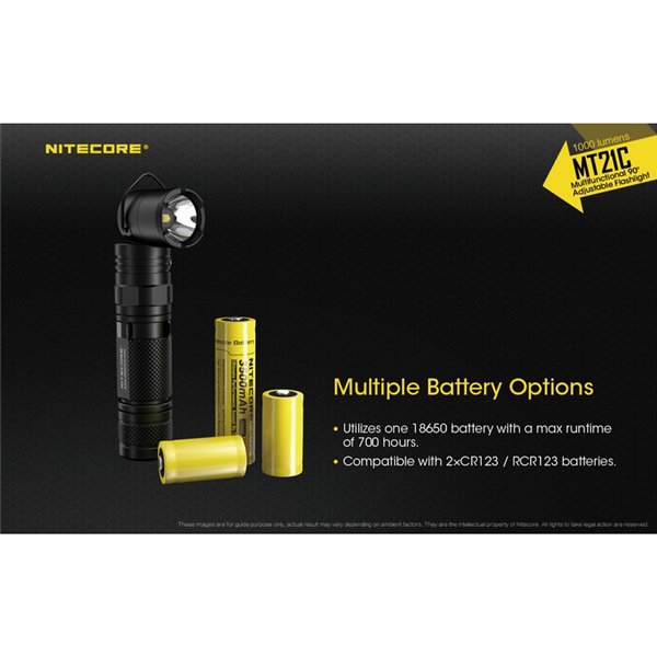 Linterna MT21C multifunción, cabezal orientable 90º, 1000 lúmenes y 184 metros alcance IPX8 sumergible
