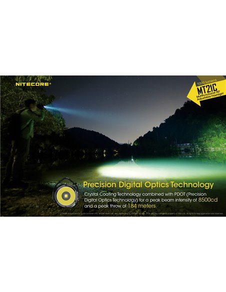 Lampe de poche multifonction MT21C, tête réglable à 90º, 1000 lumens et portée de 184 mètres IPX8 submersible