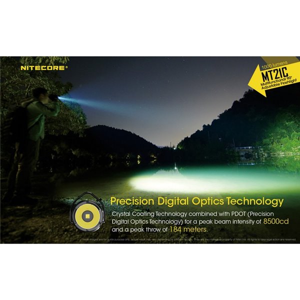 Lampe de poche multifonction MT21C, tête réglable à 90º, 1000 lumens et portée de 184 mètres IPX8 submersible