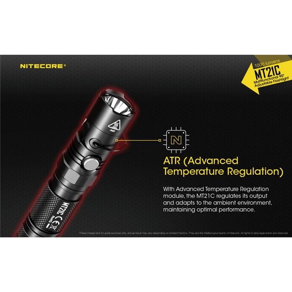 Linterna MT21C multifunción, cabezal orientable 90º, 1000 lúmenes y 184 metros alcance IPX8 sumergible