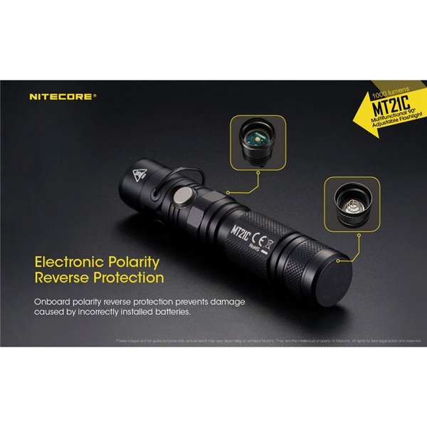 Linterna MT21C multifunción, cabezal orientable 90º, 1000 lúmenes y 184 metros alcance IPX8 sumergible