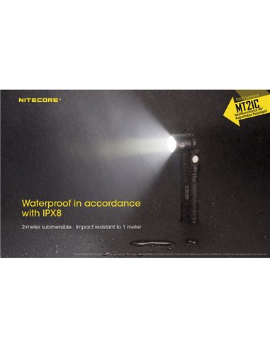 Lanterna multifuncional MT21C, cabeça ajustável em 90º, 1000 lúmens e alcance de 184 metros, submersível IPX8