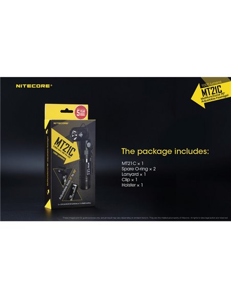 Lampe de poche multifonction MT21C, tête réglable à 90º, 1000 lumens et portée de 184 mètres IPX8 submersible