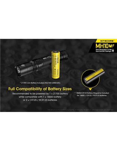 Lampe torche LED compacte MH10 V2, 1 200 lumens, portée de 220 m, stroboscope, rechargeable par USB-C, IP68