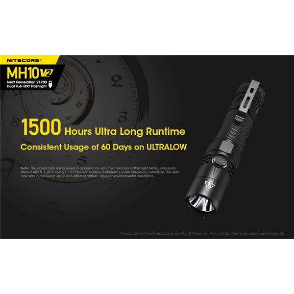 Linterna compacta de mano LED MH10 V2 1200 lúmenes y 220m alcance, estroboscópica USB-C recargable IP68