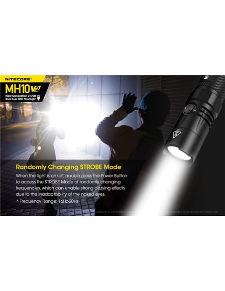 Linterna compacta de mano LED MH10 V2 1200 lúmenes y 220m alcance, estroboscópica USB-C recargable IP68