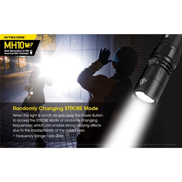 Linterna compacta de mano LED MH10 V2 1200 lúmenes y 220m alcance, estroboscópica USB-C recargable IP68