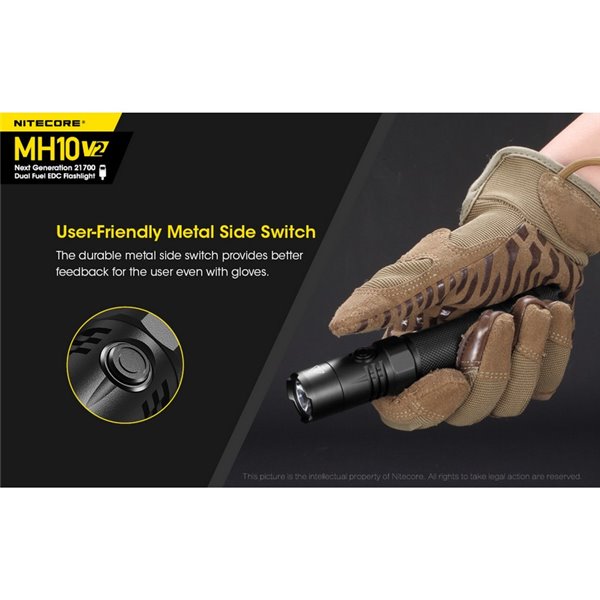 Linterna compacta de mano LED MH10 V2 1200 lúmenes y 220m alcance, estroboscópica USB-C recargable IP68
