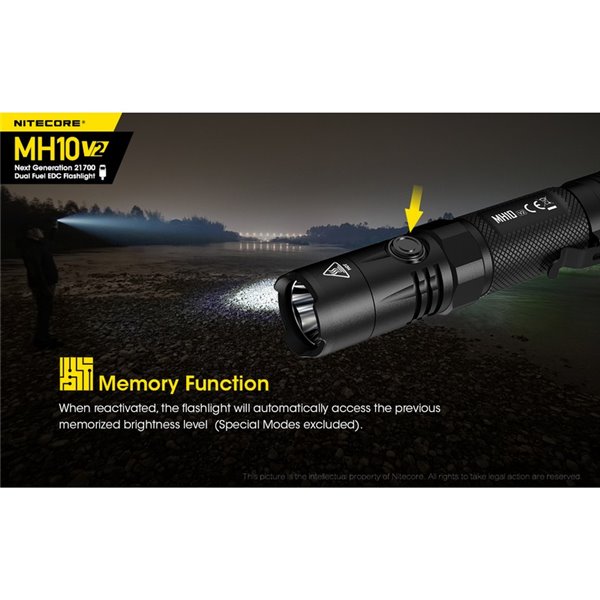 Linterna compacta de mano LED MH10 V2 1200 lúmenes y 220m alcance, estroboscópica USB-C recargable IP68