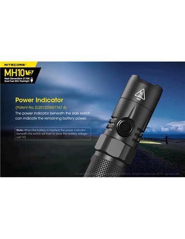 Lanterna portátil compacta LED MH10 V2, 1200 lúmens, alcance de 220 m, estroboscópio, USB-C, recarregável, IP68