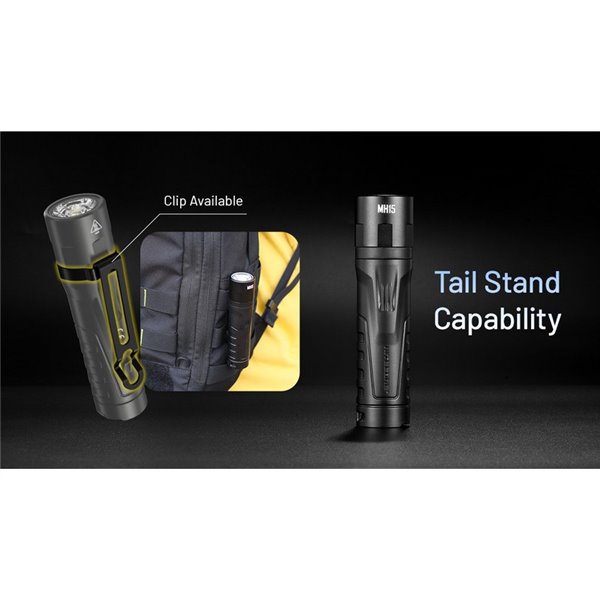 Lanterna portátil MH15 com alcance de 2000lm e 250m, banco de energia integrado de 5000mAh e saída de 18W
