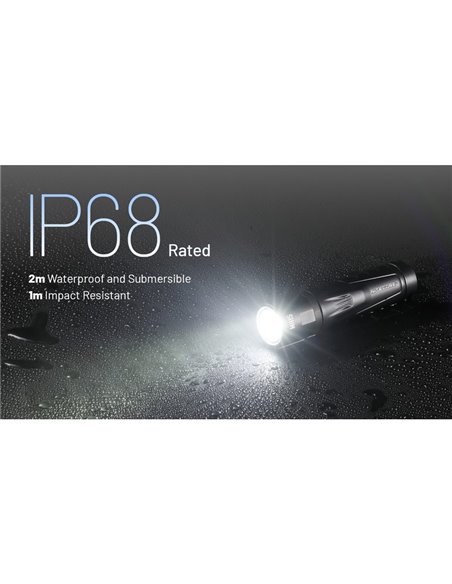 Lampe torche portable MH15, 2 000 lm, portée de 250 m, batterie externe intégrée de 5 000 mAh, puissance de sortie de 18 W.