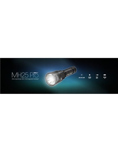 Linterna LED de mano MH25PRO 3300 lúmenes y alcance 705m, batería recargable USB-C NL2153HP 5,300mAh IP68