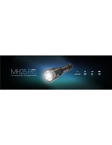 Lampe torche LED MH25PRO 3 300 lumens, portée de 705 m, batterie rechargeable USB-C NL2153HP 5 300 mAh, IP68