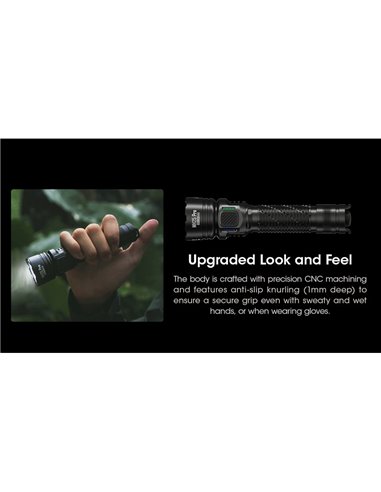 Linterna LED de mano MH25PRO 3300 lúmenes y alcance 705m, batería recargable USB-C NL2153HP 5,300mAh IP68