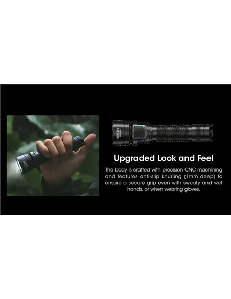 Linterna LED de mano MH25PRO 3300 lúmenes y alcance 705m, batería recargable USB-C NL2153HP 5,300mAh IP68