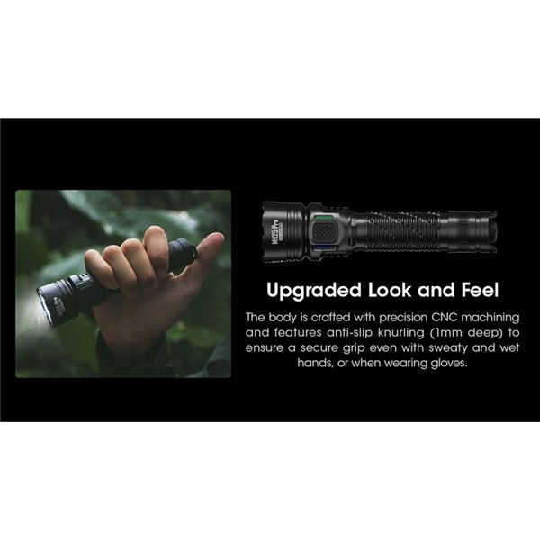 Linterna LED de mano MH25PRO 3300 lúmenes y alcance 705m, batería recargable USB-C NL2153HP 5,300mAh IP68