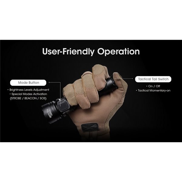 Linterna LED de mano MH25PRO 3300 lúmenes y alcance 705m, batería recargable USB-C NL2153HP 5,300mAh IP68