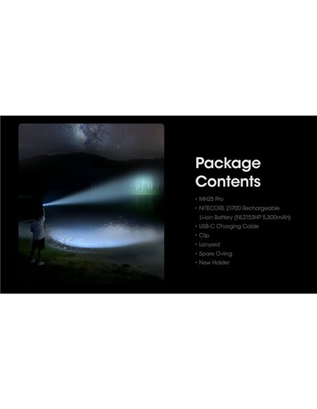 Lanterna LED portátil MH25PRO de 3300 lúmens com alcance de 705 m, bateria recarregável USB-C NL2153HP de 5300 mAh, IP68