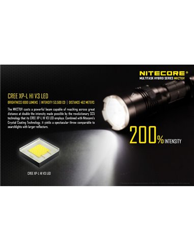 Linterna táctica de mano MH27UV modo luz ultravioleta, 1000Lm y alcance 462 metros IPX8 sumergible 2 metros