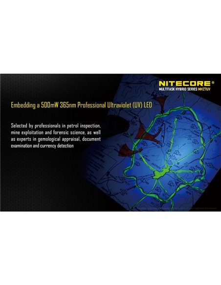 Lampe torche tactique portative MH27UV, mode lumière ultraviolette, 1 000 lm, portée de 462 m, IPX8, submersible, 2 m