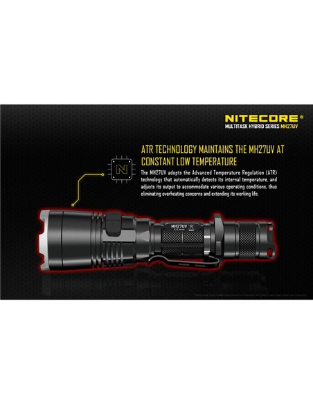 Lanterna tática portátil MH27UV, modo de luz ultravioleta, 1000 lm, alcance de 462 metros, submersível IPX8, 2 metros