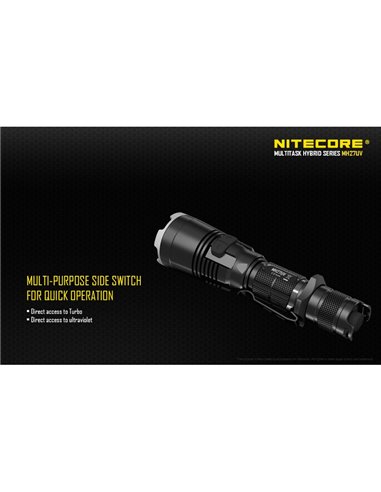 Linterna táctica de mano MH27UV modo luz ultravioleta, 1000Lm y alcance 462 metros IPX8 sumergible 2 metros