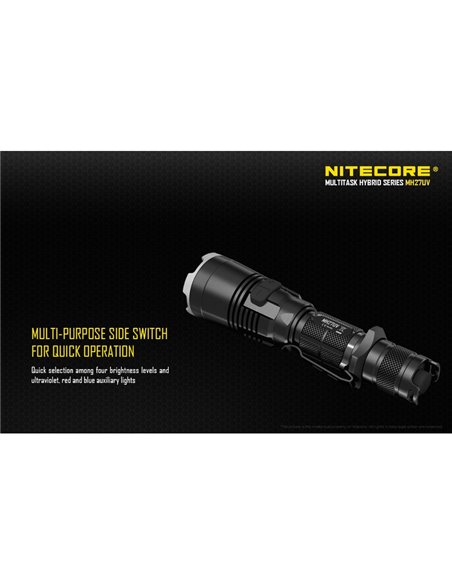 Lanterna tática portátil MH27UV, modo de luz ultravioleta, 1000 lm, alcance de 462 metros, submersível IPX8, 2 metros