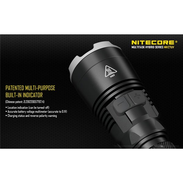 Lanterna tática portátil MH27UV, modo de luz ultravioleta, 1000 lm, alcance de 462 metros, submersível IPX8, 2 metros