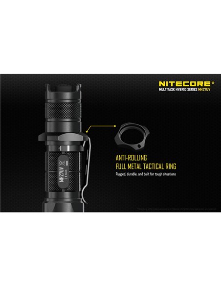 Lampe torche tactique portative MH27UV, mode lumière ultraviolette, 1 000 lm, portée de 462 m, IPX8, submersible, 2 m