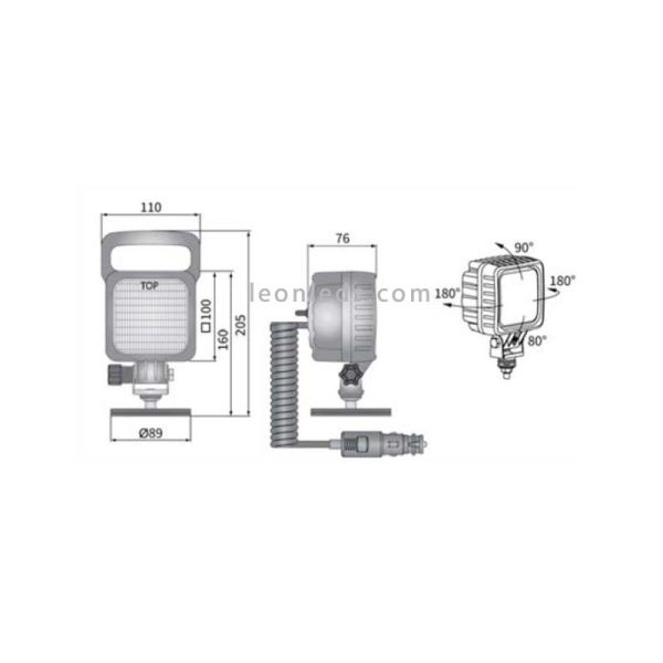 Faro LED magnético para 12V y 24V con conexión de mechero, interruptor | LeonLeds Iluminación