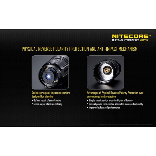 Lanterna tática portátil MH27UV, modo de luz ultravioleta, 1000 lm, alcance de 462 metros, submersível IPX8, 2 metros