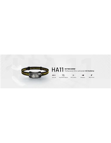 Linterna frontal ligera HA11 para Senderismo/Trekking, 240 lúmenes y alcance 90 metros IP66