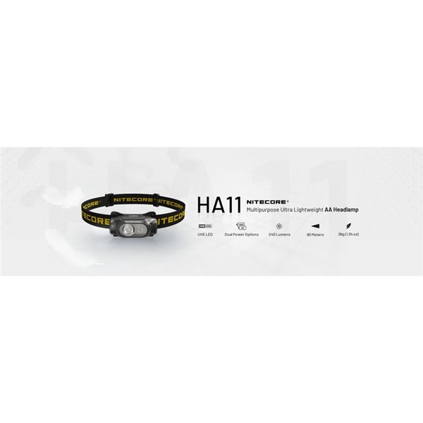 Linterna frontal ligera HA11 para Senderismo/Trekking, 240 lúmenes y alcance 90 metros IP66