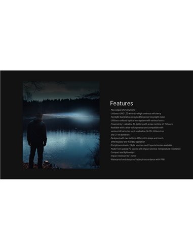 Linterna frontal ligera HA11 para Senderismo/Trekking, 240 lúmenes y alcance 90 metros IP66