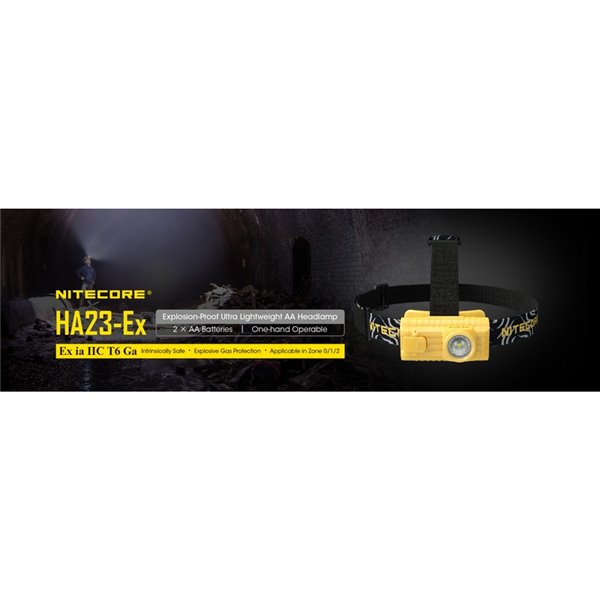 Linterna frontal HA23-Ex uso industrial 100 lúmenes y 37 metros de alcance, cabezal orientable IP67