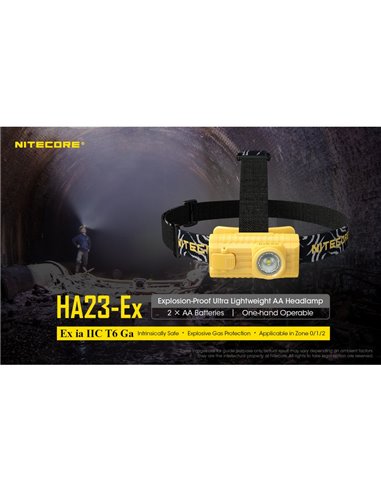 Farol de nível industrial HA23-Ex, 100 lúmens, alcance de 37 metros, cabeça ajustável IP67