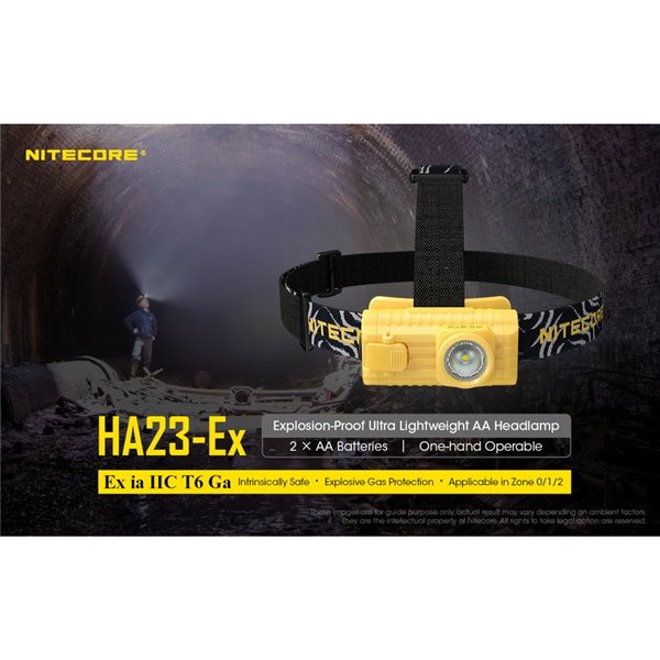 Linterna frontal HA23-Ex uso industrial 100 lúmenes y 37 metros de alcance, cabezal orientable IP67