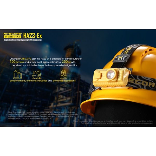 Linterna frontal HA23-Ex uso industrial 100 lúmenes y 37 metros de alcance, cabezal orientable IP67