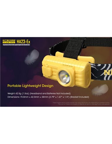 Farol de nível industrial HA23-Ex, 100 lúmens, alcance de 37 metros, cabeça ajustável IP67