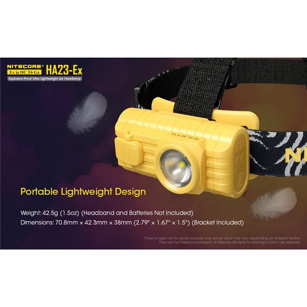Linterna frontal HA23-Ex uso industrial 100 lúmenes y 37 metros de alcance, cabezal orientable IP67