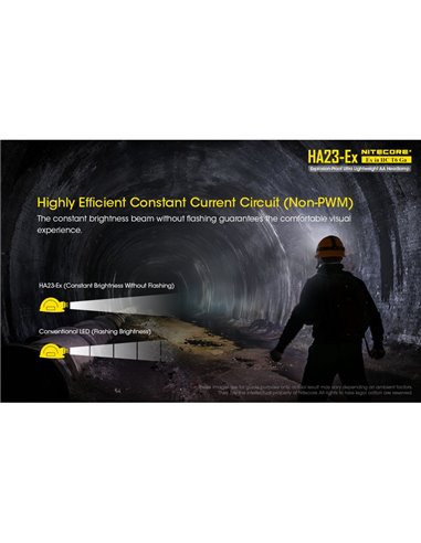 Linterna frontal HA23-Ex uso industrial 100 lúmenes y 37 metros de alcance, cabezal orientable IP67