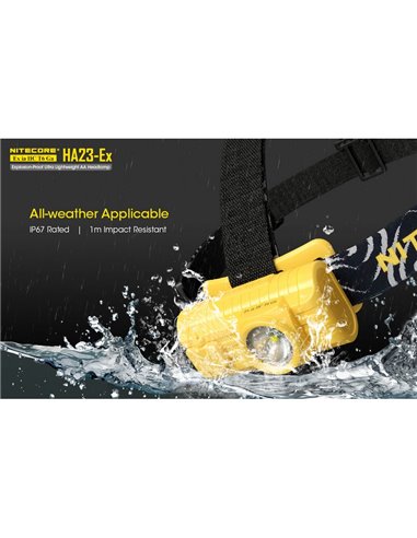 Linterna frontal HA23-Ex uso industrial 100 lúmenes y 37 metros de alcance, cabezal orientable IP67