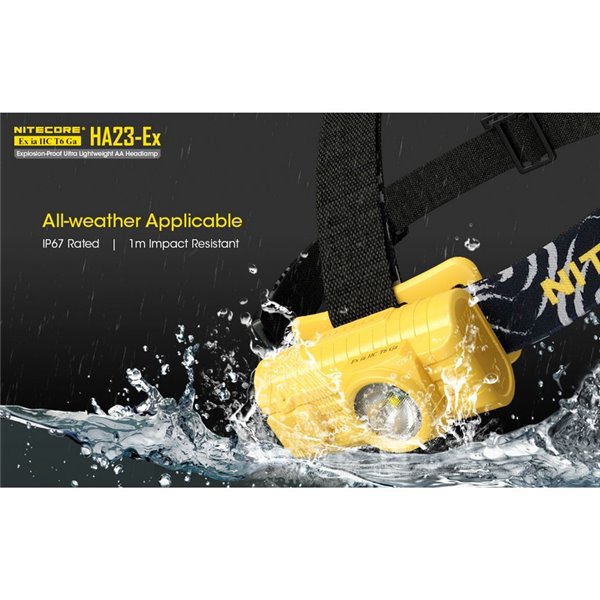 Linterna frontal HA23-Ex uso industrial 100 lúmenes y 37 metros de alcance, cabezal orientable IP67