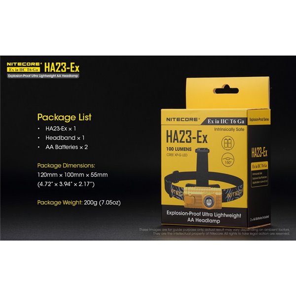 Farol de nível industrial HA23-Ex, 100 lúmens, alcance de 37 metros, cabeça ajustável IP67