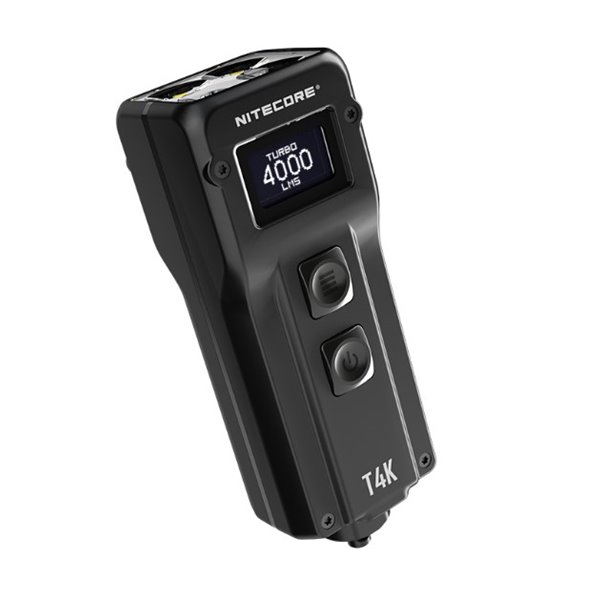 Linterna táctica de mano T4K, muy potente 4000 lúmenes y alcance 209m, pantalla OLED, recargable USB-C