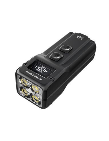 Linterna táctica de mano T4K, muy potente 4000 lúmenes y alcance 209m, pantalla OLED, recargable USB-C