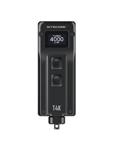Linterna táctica de mano T4K, muy potente 4000 lúmenes y alcance 209m, pantalla OLED, recargable USB-C